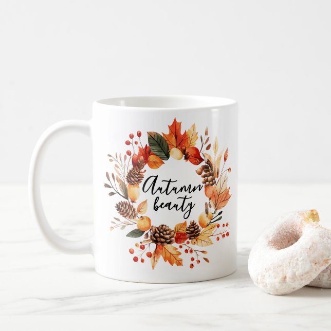 Otoño Bella taza de café (Con donut)