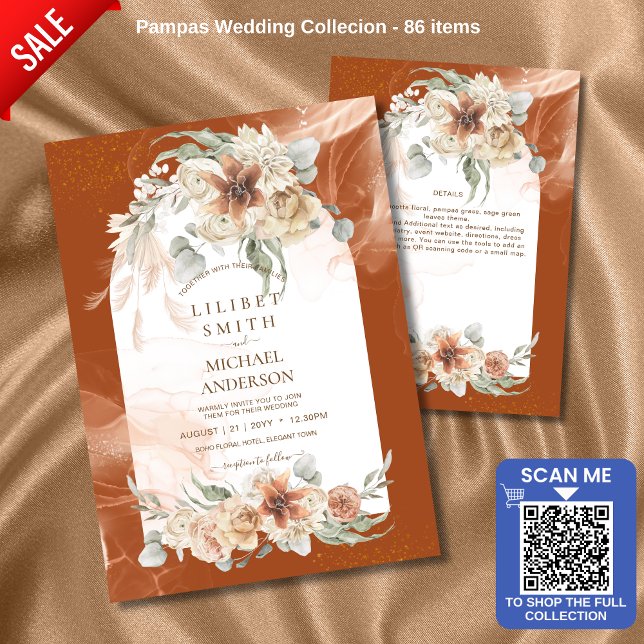 Otoño BODA de Grass Terracotta Floral Pampas (Subido por el creador)