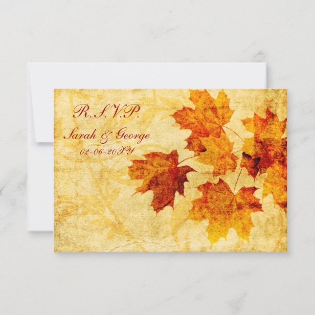 otoño boda marrón otoño rsvp estándar 3.5 x 5 (Anverso)