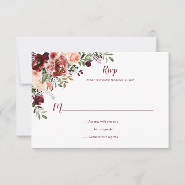 Otoño Boho Acuarela Floral RSVP (Anverso)