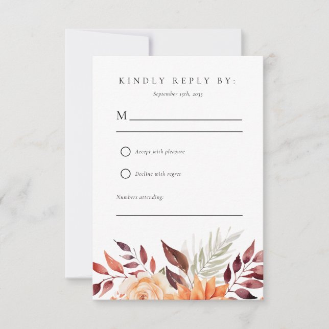 Otoño Boho Floral Wedding RSVP (Anverso)