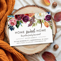 Otoño Boho florece nueva dirección Invitación en m