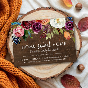 Otoño Boho florece nueva dirección Invitación en m