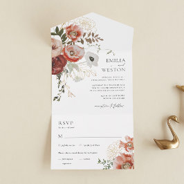 Otoño Cae Bohemia en una invitación a la boda