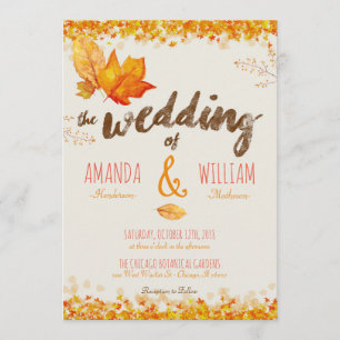 Otoño Cae Sale Invitación a la Boda Acuática