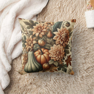 Otoño Cojín decorativo de calabaza floral vintage