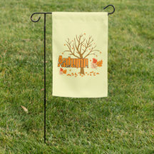 Otoño Con Bandera Del Jardín De Árbol Y Hojas