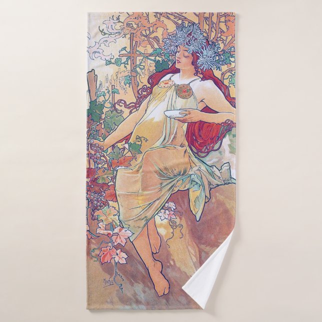 Otoño (Cuatro Estaciones), Alphonse Mucha (Toalla de baño)