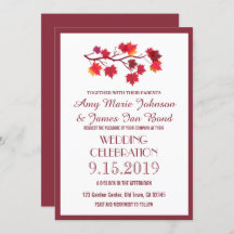 Otoño de Borgoña deja tarjetas de matrimonio