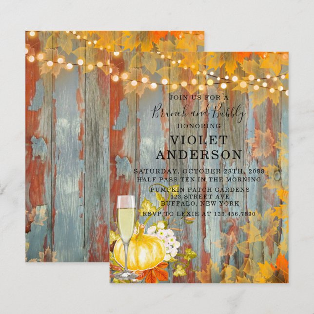 Otoño de óxido enciende brunch e invitaciones burb (Anverso / Reverso)