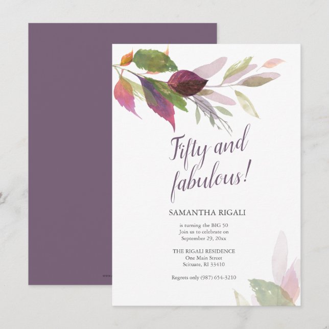 Otoño deja 50 invitaciones de cumpleaños (Anverso / Reverso)