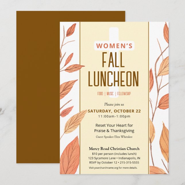 Otoño deja invitación a la iglesia de mujeres al a (Anverso / Reverso)