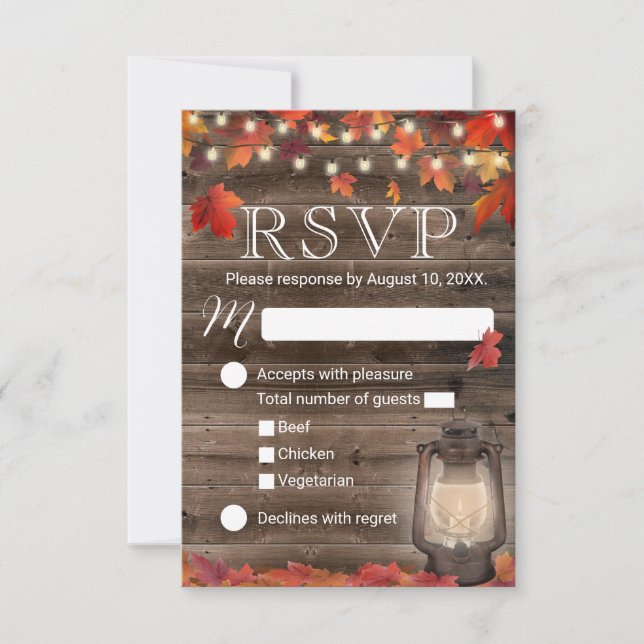 Otoño deja una boda de otoño en el RSVP (Anverso)