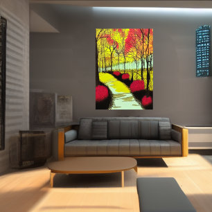 otoño en el parque Poster de arte de IA