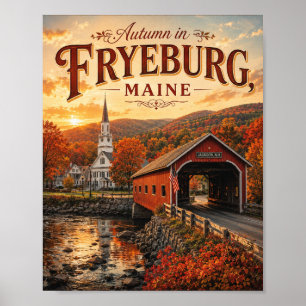Otoño en Fryeburg Maine Póster de viaje vintage Pr