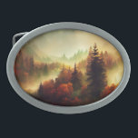 Otoño en la hebilla del cinturón de las montañas<br><div class="desc">Esta hebilla de cinturón de nuestra obra de arte de luz derramándose a través de un paisaje oscuro, como las esperanzas inundan el lugar más oscuro. Recuerda a los paisajes montañosos de los bosques del noroeste del Pacífico, Canadá, el norte de California y Maine, con puesta de sol y niebla...</div>