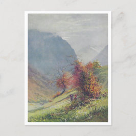 Otoño en la postal de pintura de los Alpes