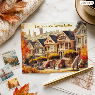 Otoño en Postal de Casas Victorianas de San Franci