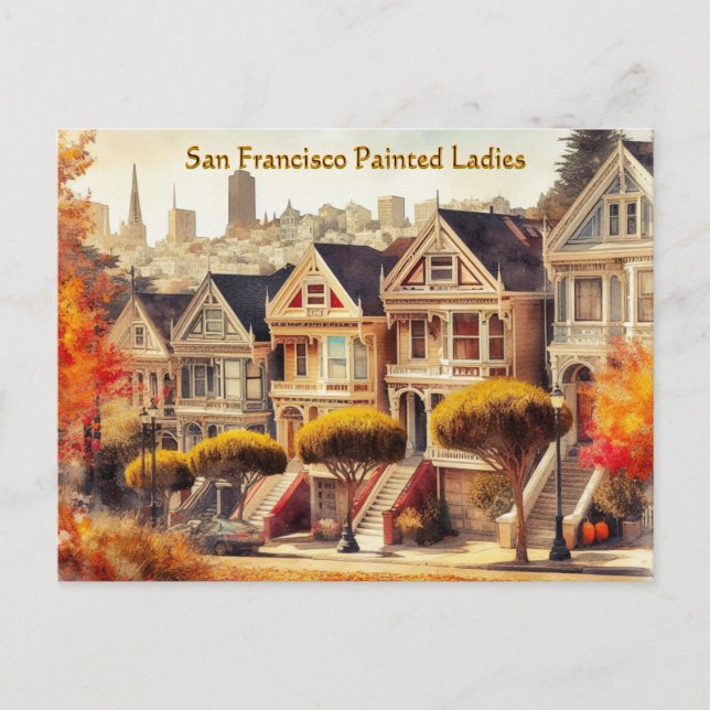 Otoño en San Francisco, tarjeta postal de casas vi (Anverso)
