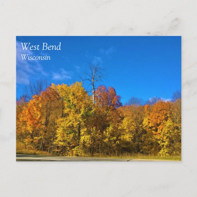 Otoño en West Bend, postal de Wisconsin (Anverso)