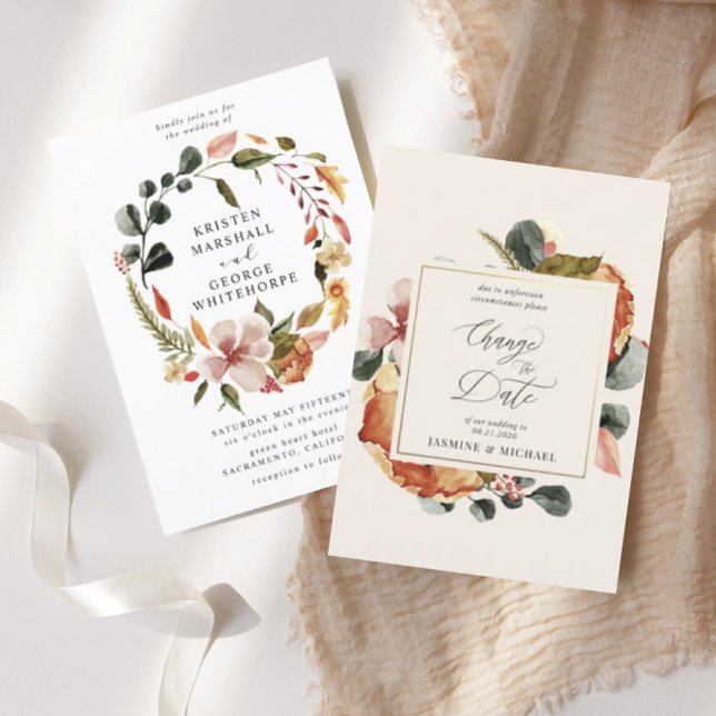 otoño floral elegante Cambiar la invitación de fec (Subido por el creador)