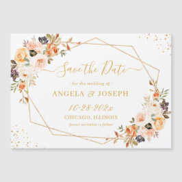 Otoño Floral Gold Geometric Save the Date Magnet