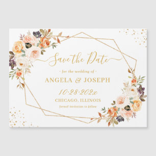 Otoño Floral Gold Geometric Save the Date Magnet