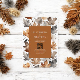 Otoño gris marrón deja invitación a matrimonio