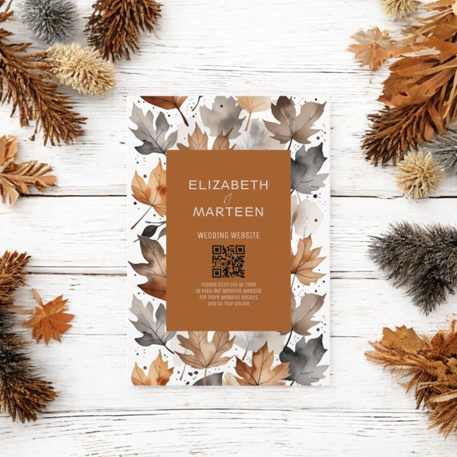 Otoño gris marrón deja invitación a matrimonio (Subido por el creador)