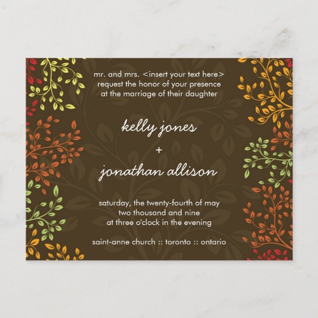 Otoño Guardar la invitación a la boda de fecha (Anverso)
