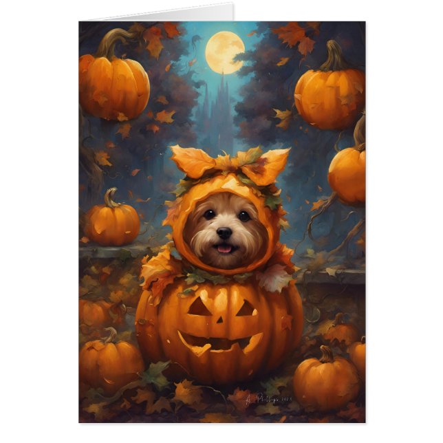 Otoño Halloween Calabaza Cachorro (Frente)