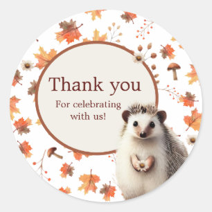 Otoño Hedgehog Gracias Pegatinas