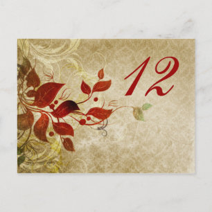 otoño hojas boda tarjeta de asiento de mesa