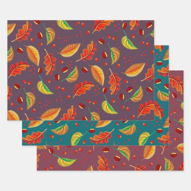 Otoño Hojas Nueces Patrón de castañas elegante Caí (Set)