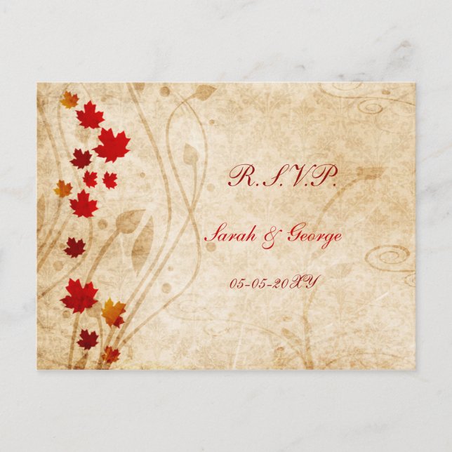 otoño invierno marrón Wedding tarjeta rsvp (Anverso)