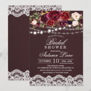 Otoño Invitación a ducha de novia floral