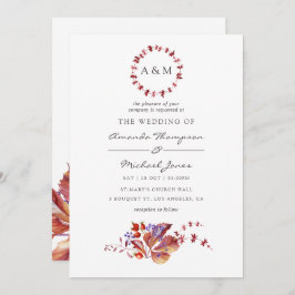 Otoño - Invitación a la boda de acuarela en otoño