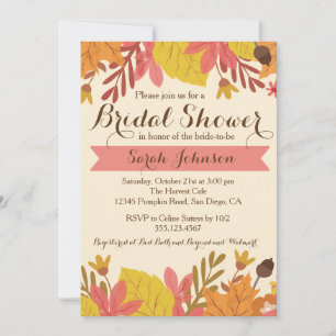 Otoño Invitación a la ducha de novia floral rosada