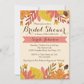 Otoño Invitación a la ducha de novia floral rosada
