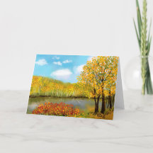 Otoño junto al río Tarjeta de felicitación doblada