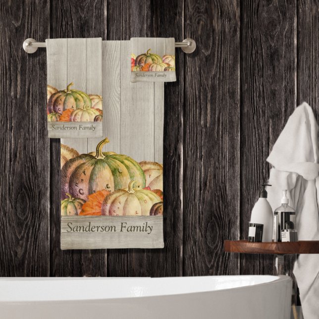 Otoño Naranja Calabaza Rustic Cute Wood Bath T (Subido por el creador)