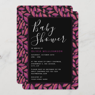 Otoño otoñal Morado deja invitación a Baby Shower