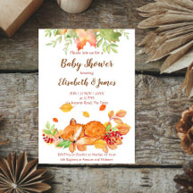otoño otoño lindo baby fox invitación a la ducha d