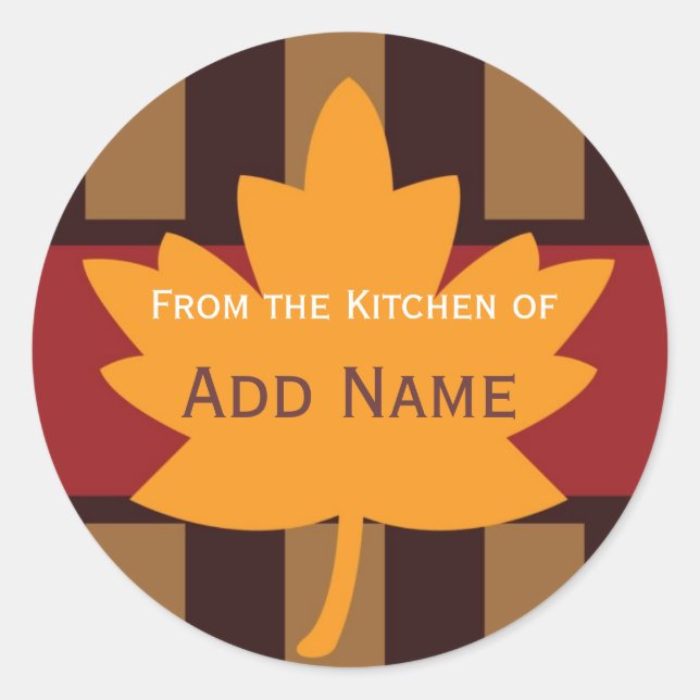 Otoño persoanalizado "desde la cocina de" pegatina (Anverso)