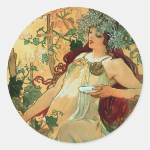 Otoño por Pegatinas de Art Nouveau de Alphonse Muc
