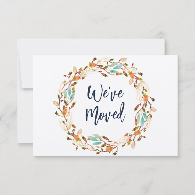 otoño rústico wreath nueva dirección invitación mó (Anverso)