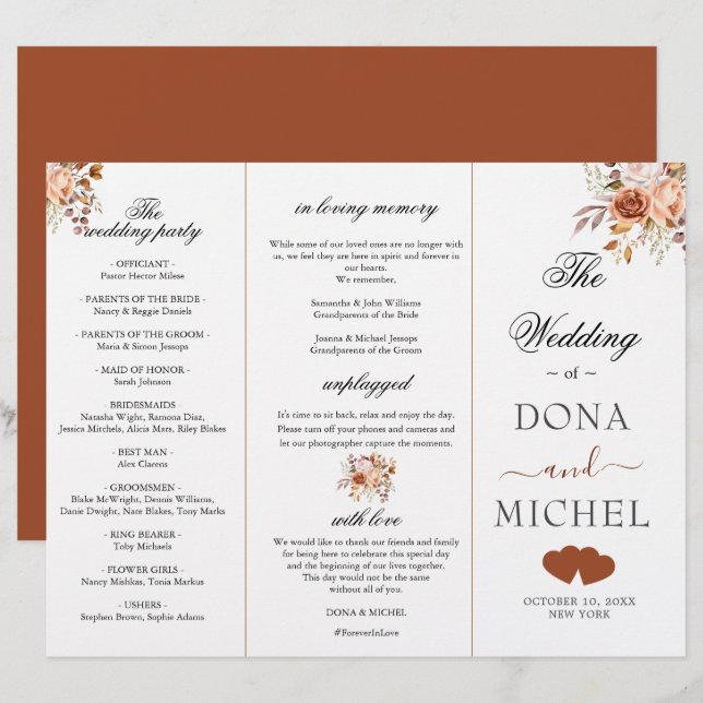 Otoño Sale del Programa Boho Wedding (Anverso / Reverso)