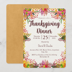 Otoño Sale Invitación a la Cena de Acción de Graci