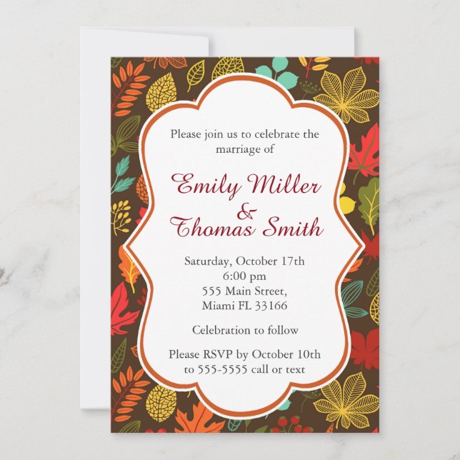 Otoño Sale Invitación a la fiesta de bodas (Anverso)