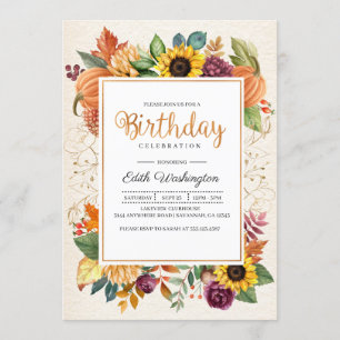 Otoño Sale Invitación de cumpleaños a la caída del